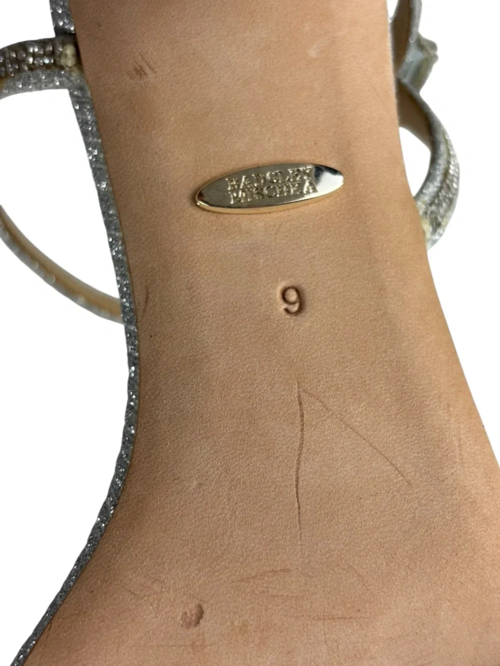 BADGLEY MISCHKA FIREY RHINESTONE SILVER BLOCK HEEL OPEN TOE HEELS - Picture 15 of 16